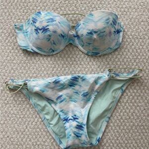 Blue and White Women's Bikini Set